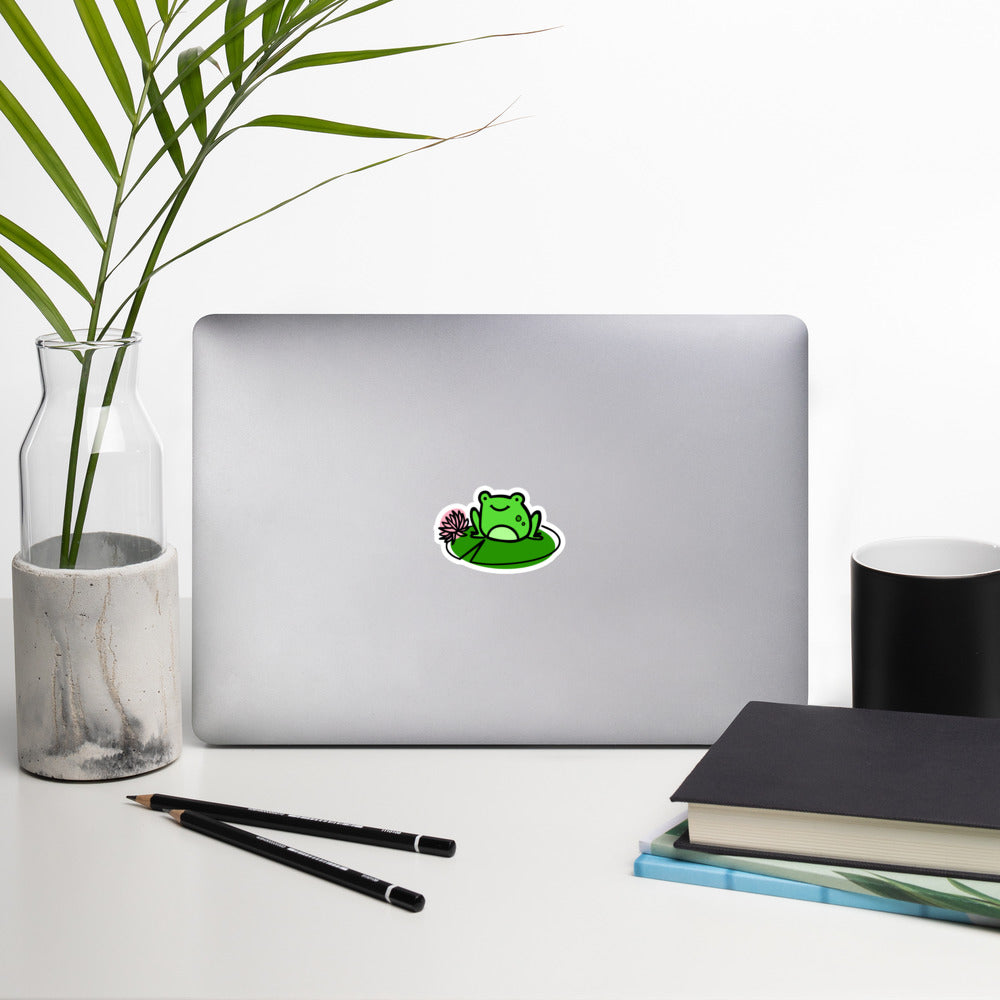 Pondside Frog Die-Cut Sticker